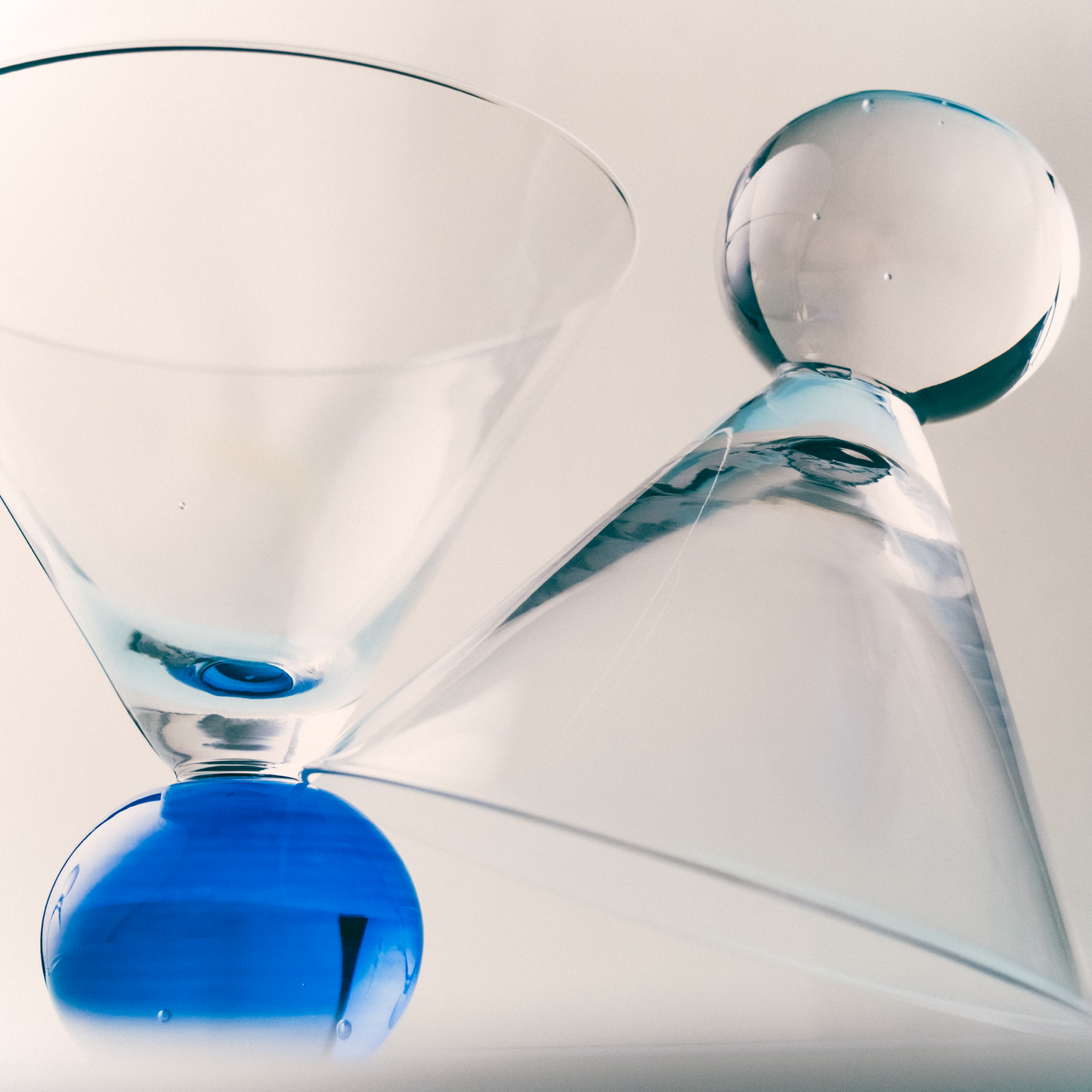 Cocktail Glasses, Cobalt Blue/ Clear - Set of 2