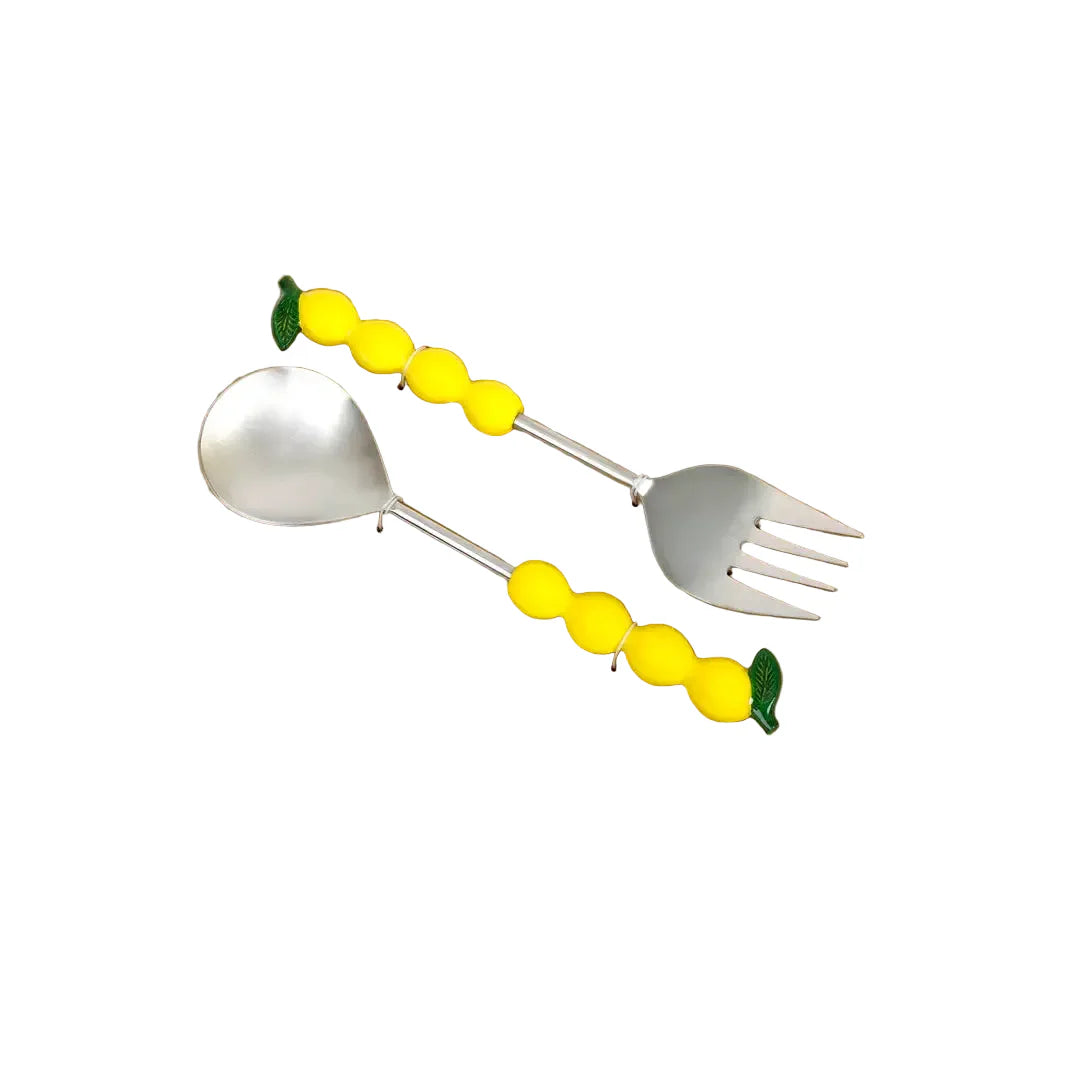 Salad Server with Lemon Handle, (Set of 2 ) - 9.5x3 Inches