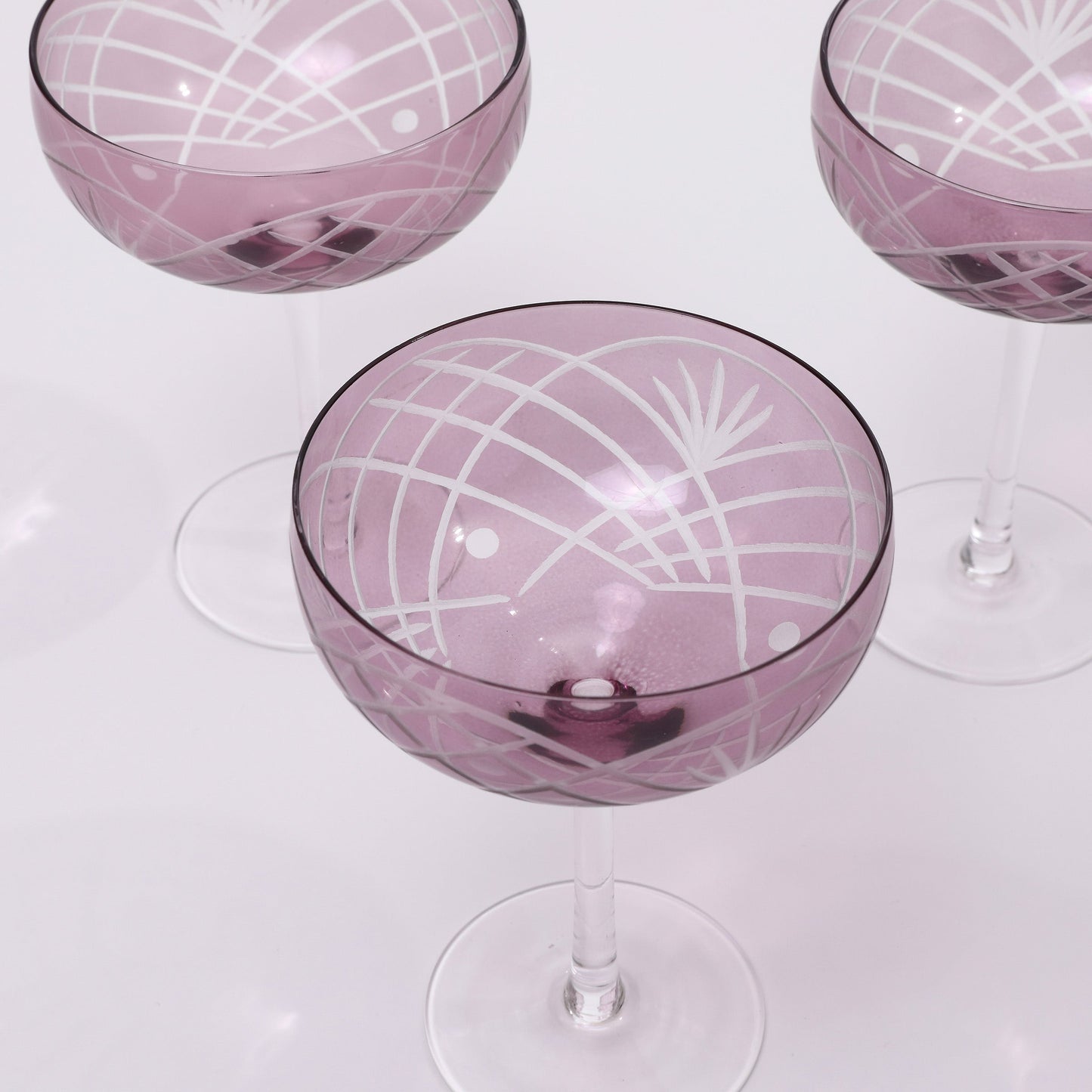 Etched Champagne coupe glass - set of 4