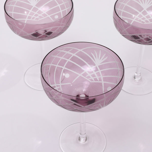 Etched Champagne coupe glass - set of 4