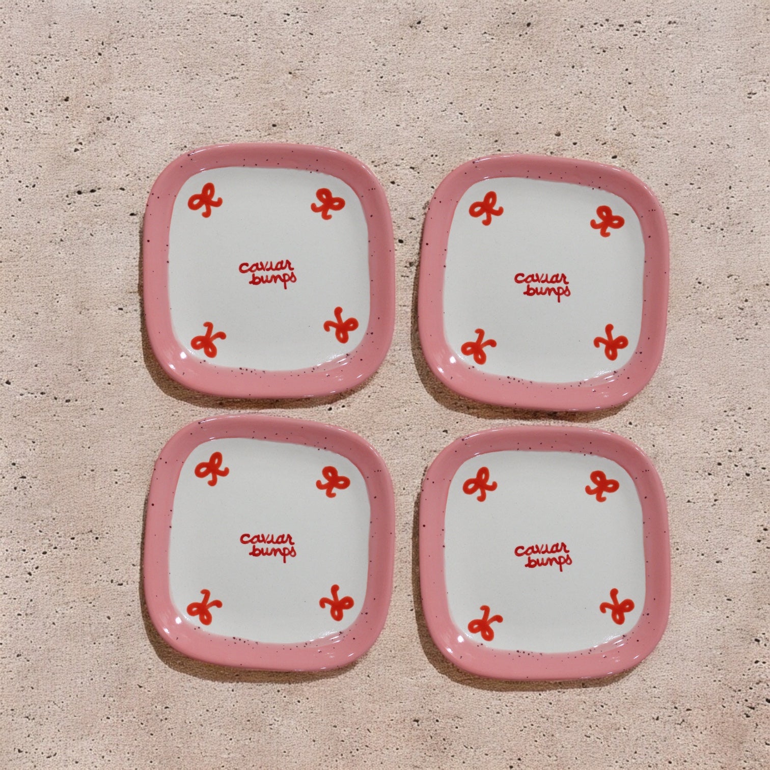 Retro "caviar bumps" Tiny Plates/Set of Four