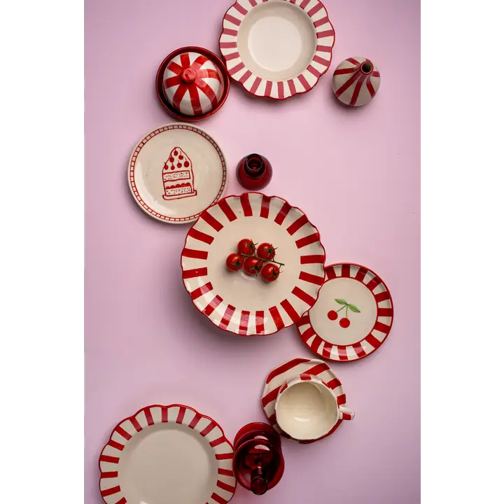 Red Cappuccino Cup | Handpainted Ceramic | 2.9 x 3.9 in (Set of 2)