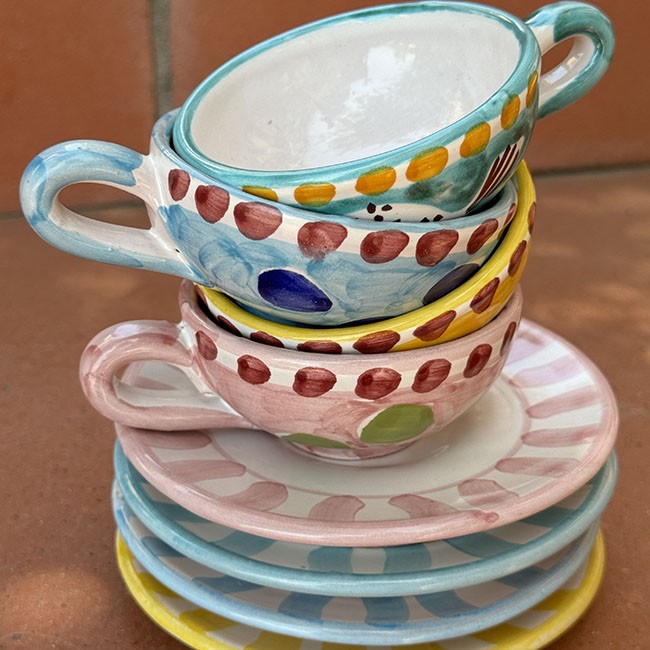 Amalfi Blue Fish Coffee Cup and Saucer
