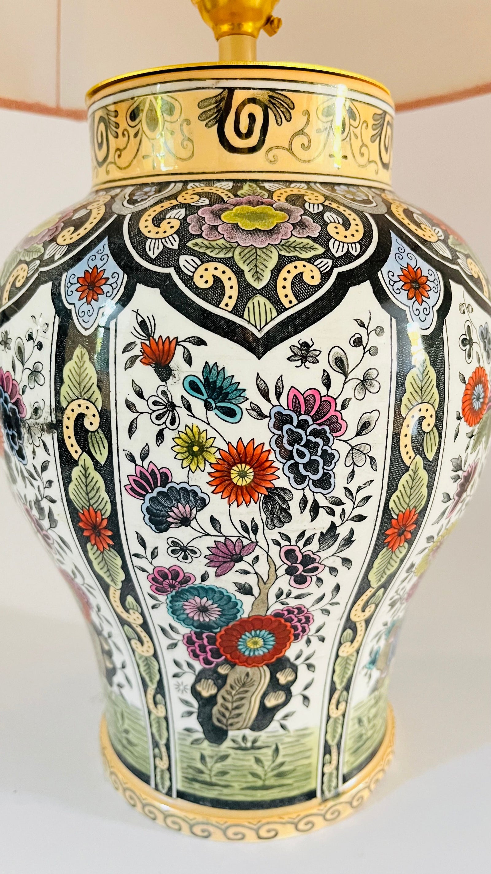 Antique Delft Boch Polychrome Lamp