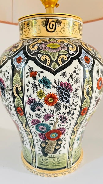 Antique Delft Boch Polychrome Lamp
