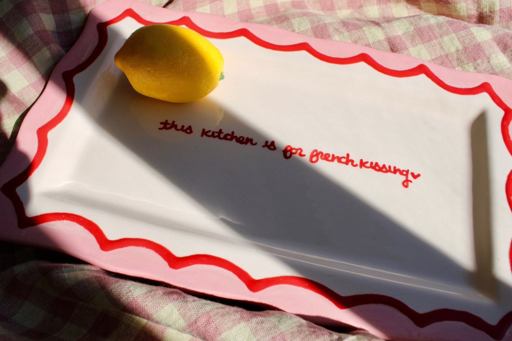 "This Kitchen Is for French Kissing” Scalloped Tray