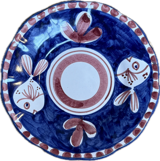 Amalfi Plate 16cm Blue & Red Fish