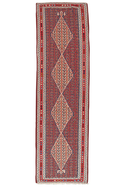 Kelim Senneh — Handmade, 88x314 cm, Blue, 100% Virgin Wool | Main view