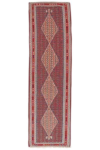 Kelim Senneh — Handmade, 88x314 cm, Blue, 100% Virgin Wool | Main view