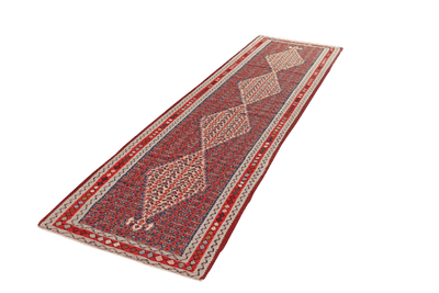 Kelim Senneh — Handmade, 88x314 cm, Blue, 100% Virgin Wool | View 5