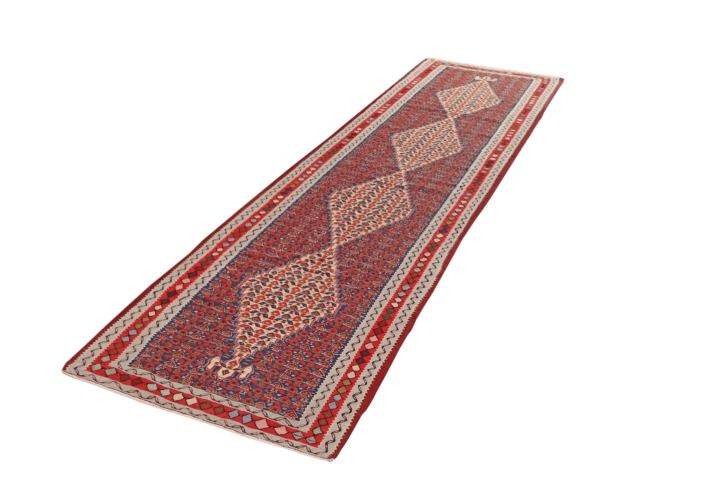 Kelim Senneh — Handmade, 88x314 cm, Blue, 100% Virgin Wool | View 5