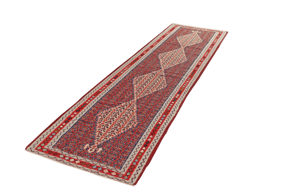 Kelim Senneh — Handmade, 88x314 cm, Blue, 100% Virgin Wool | View 5