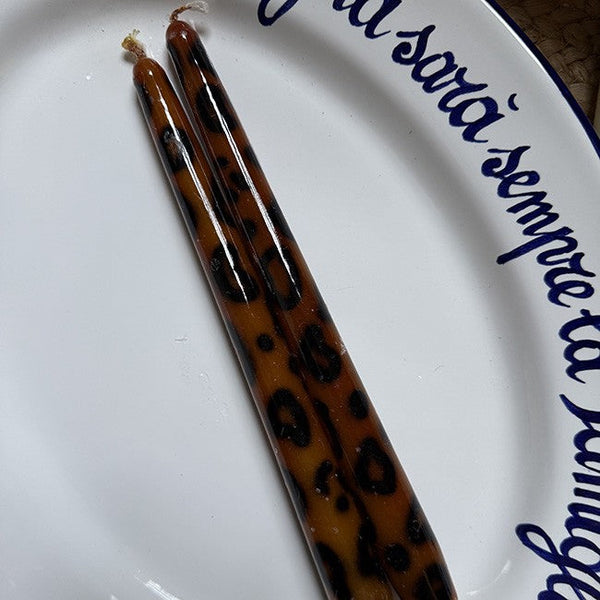 Leopard Candles (Set of 2) - 25cm