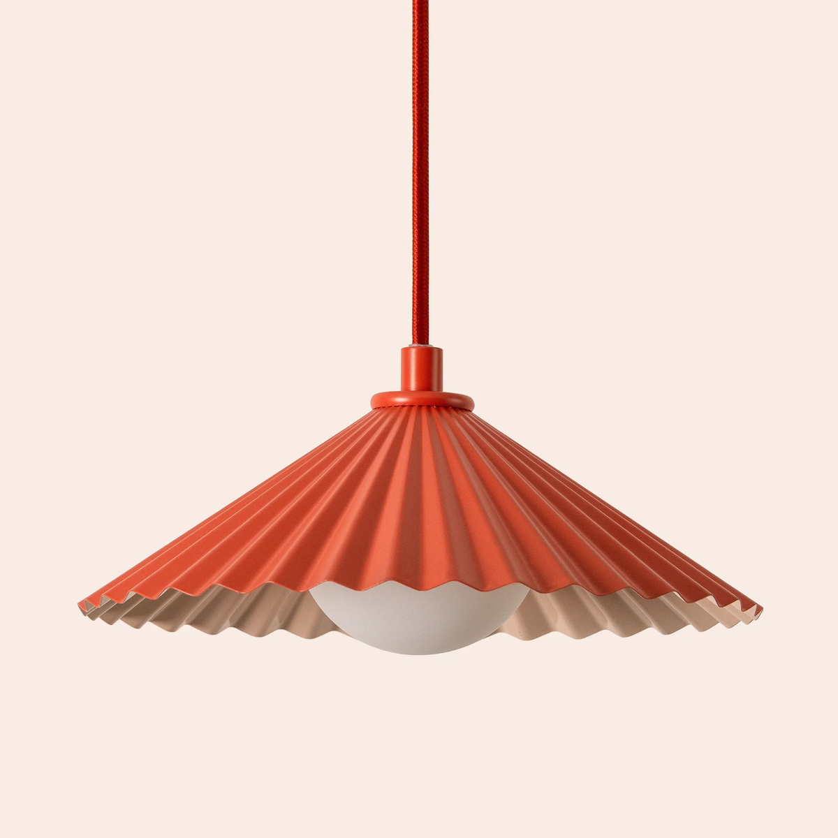 Burnt Orange Small Pleat Pendant Ceiling Light