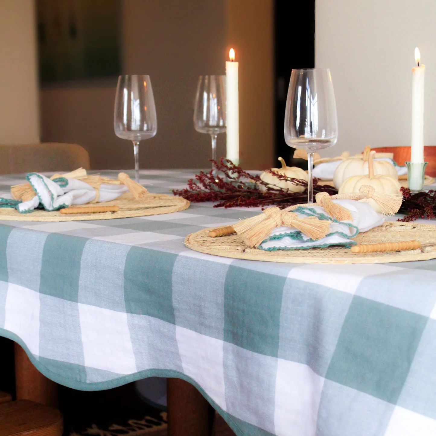 Giardino Reversible Tablecloth in Green/Grey