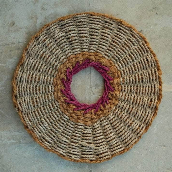 Fisculo Hand Woven Placemat | Natural, Pink & Saffron