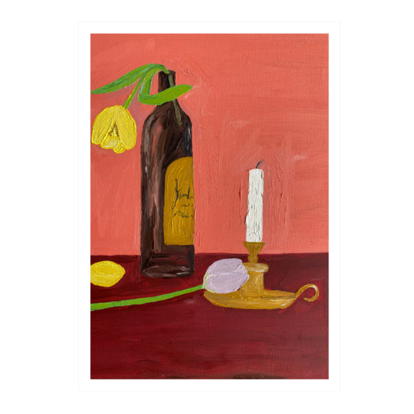 Candles, Wine and Flowers Fine Art Print