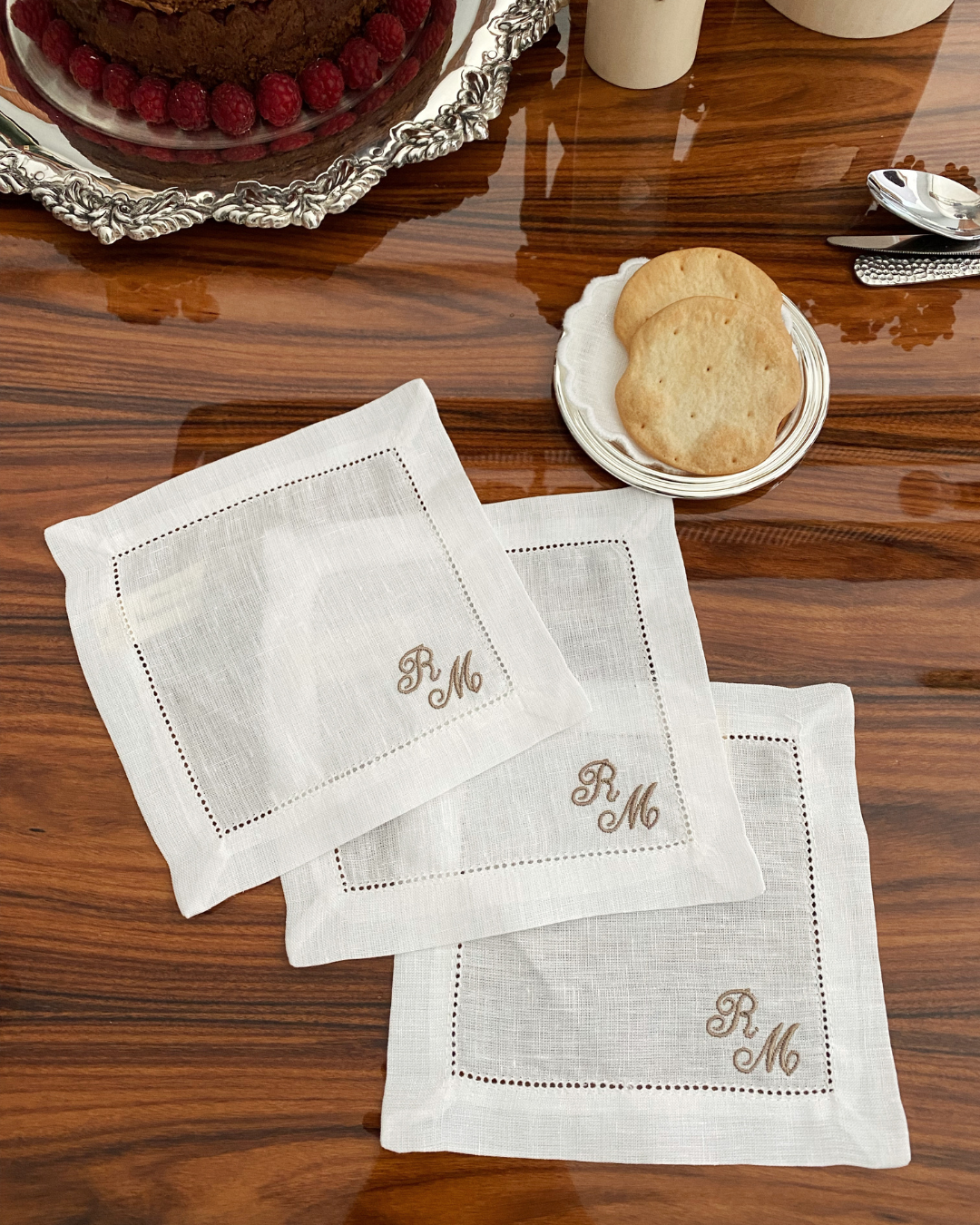Customised White Linen Cocktail Napkin MF