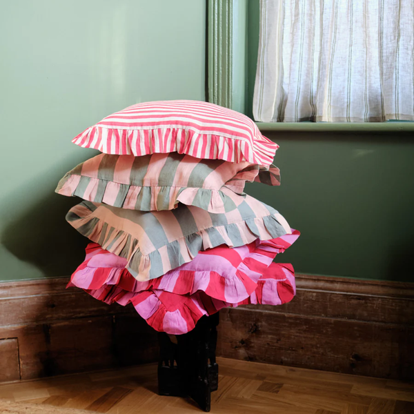 Cherry Red Candy Stripe Cushion Cover