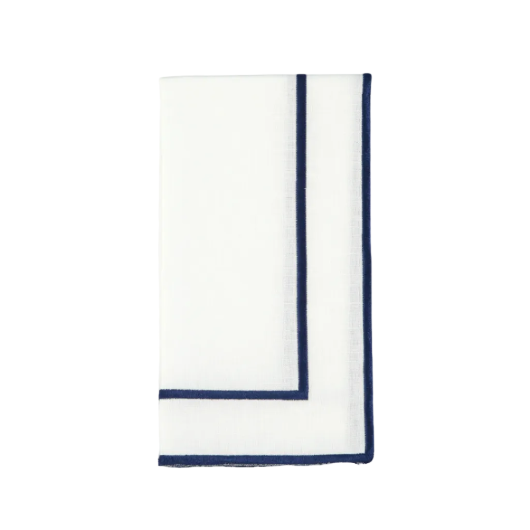 Douro Singelo Napkin, White and Dark Blue