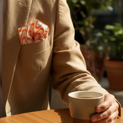 Orange Cheery Chits Kerchief Handkerchief | Block Print