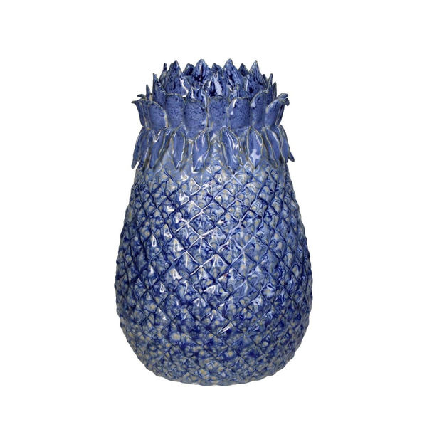 Blue Pineapple Stoneware Vase Large