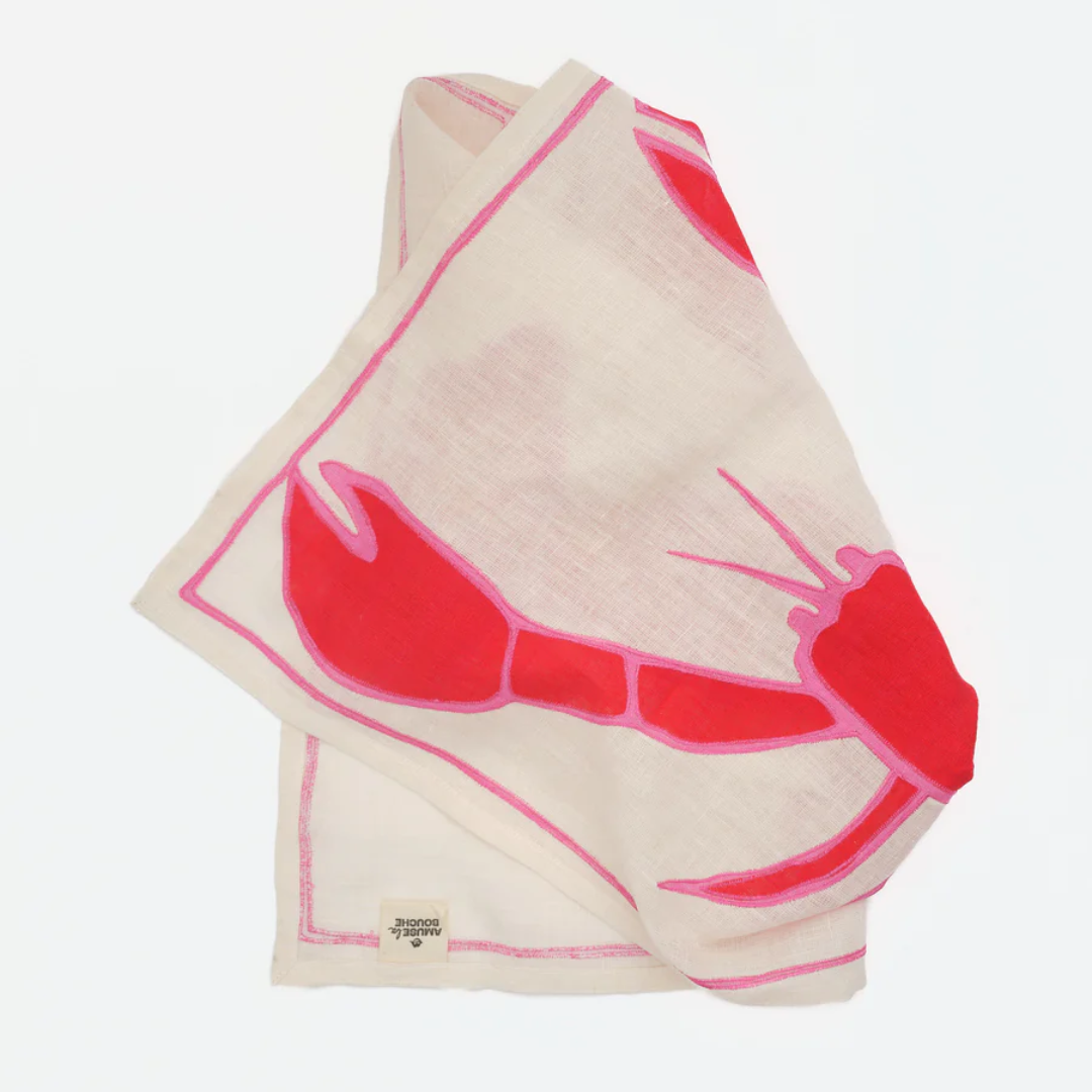 Lobster Embroidered Tea Towel