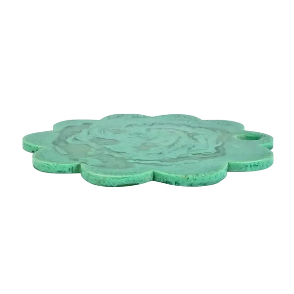 Scallop Resin Cheese Charcuterie Board, Green 12 Inches - Casa Amarosa