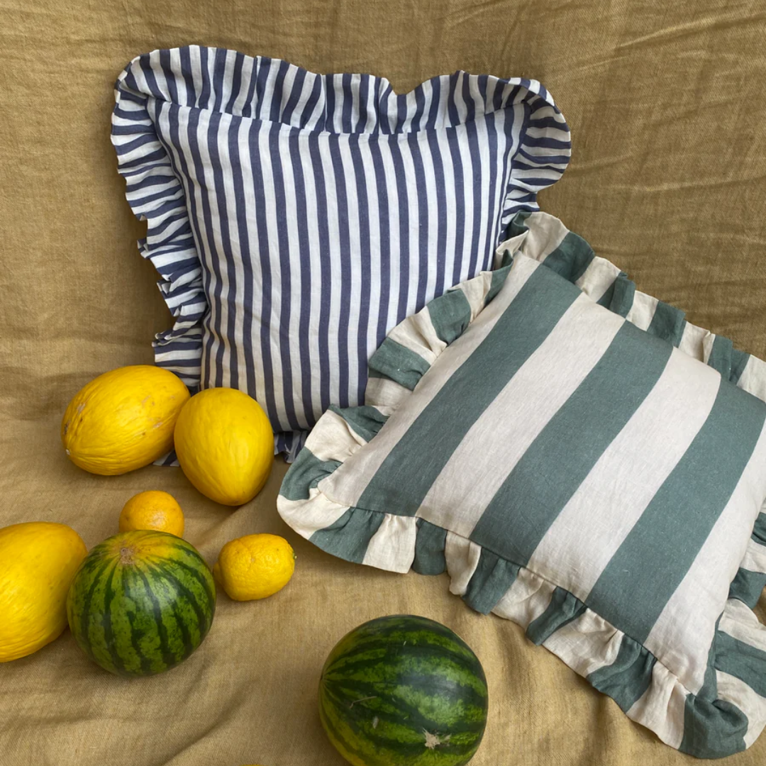 Folkstone Blue Candy Stripe Cushion Cover