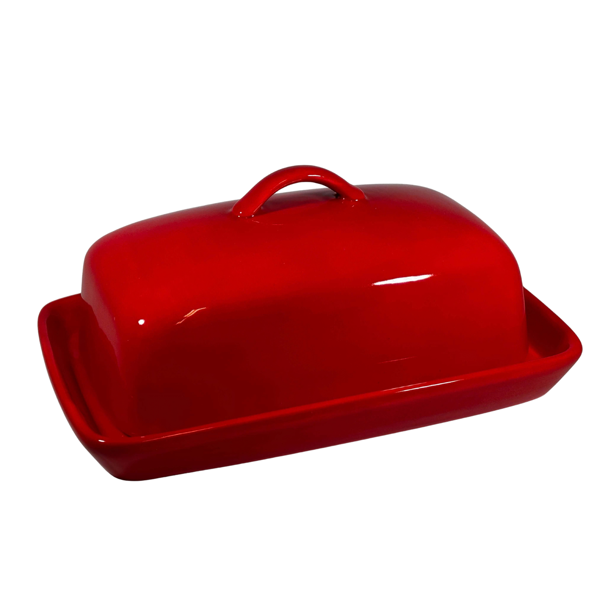 Stoneware Butter Dish in Red Glaze