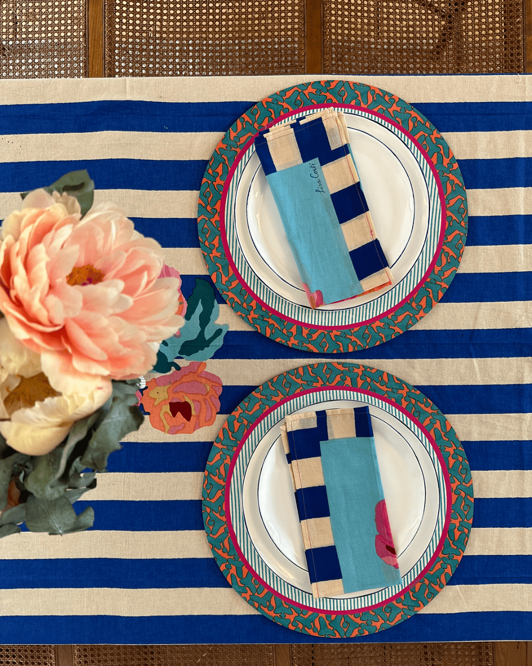 Cotton Cloth Nizam Stripes Blue Natural