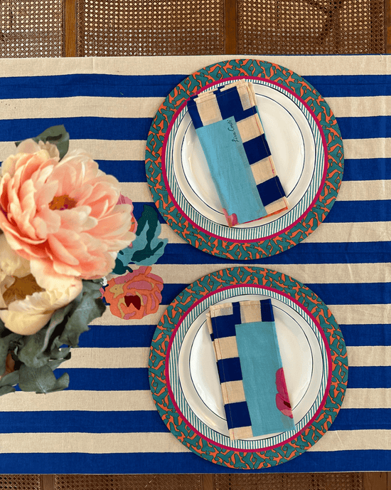 Cotton Cloth Nizam Stripes Blue Natural