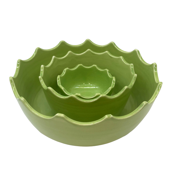 Set of 3 Scalloped Edge Bowls