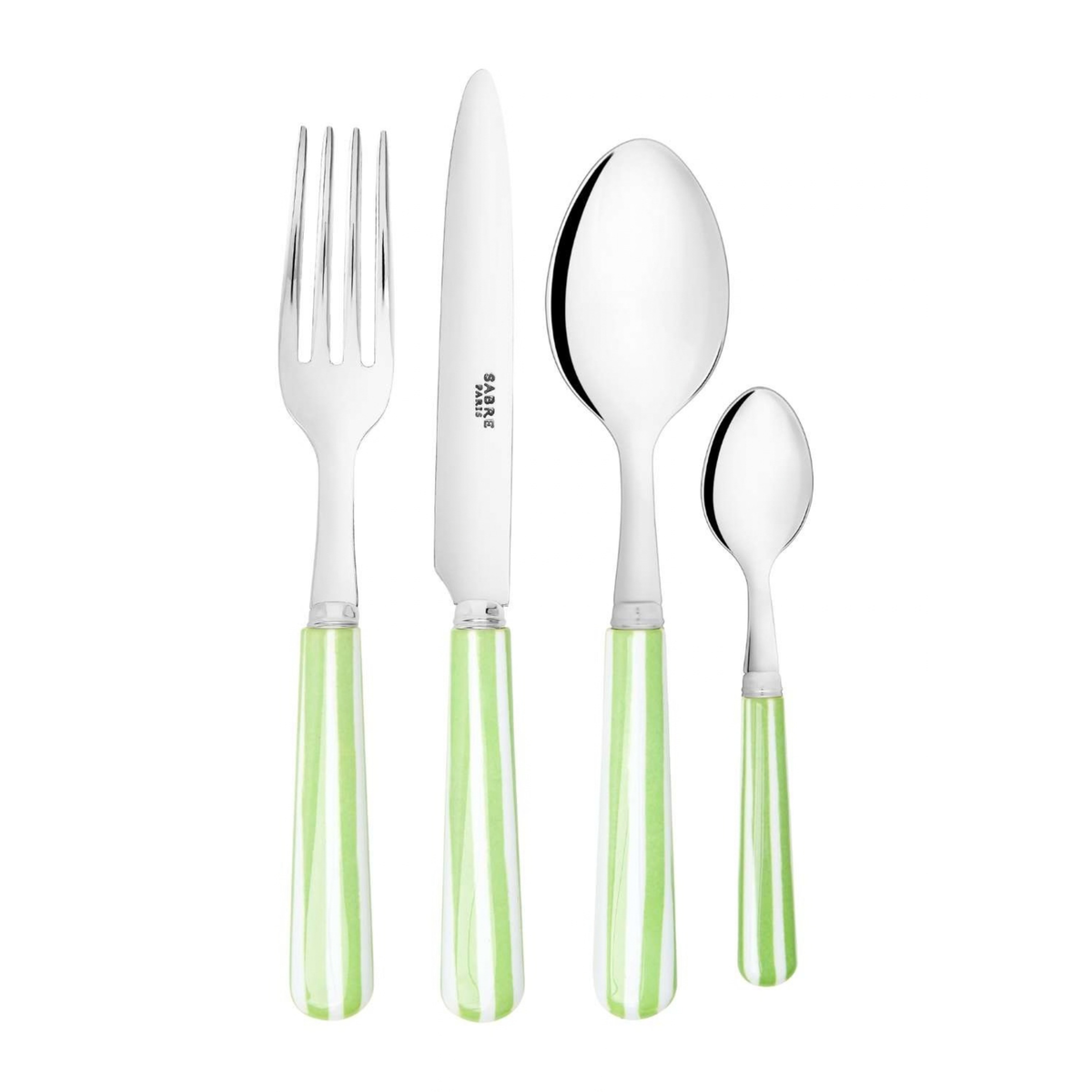 4-Piece Candy Stripe Green and White Cutlery Set