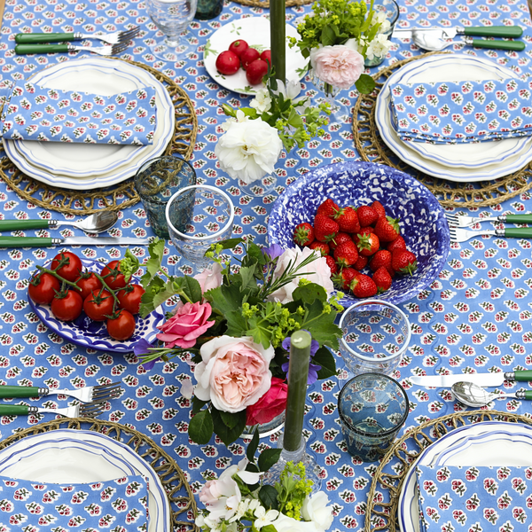 Azure Blue Ditsy Tablecloth