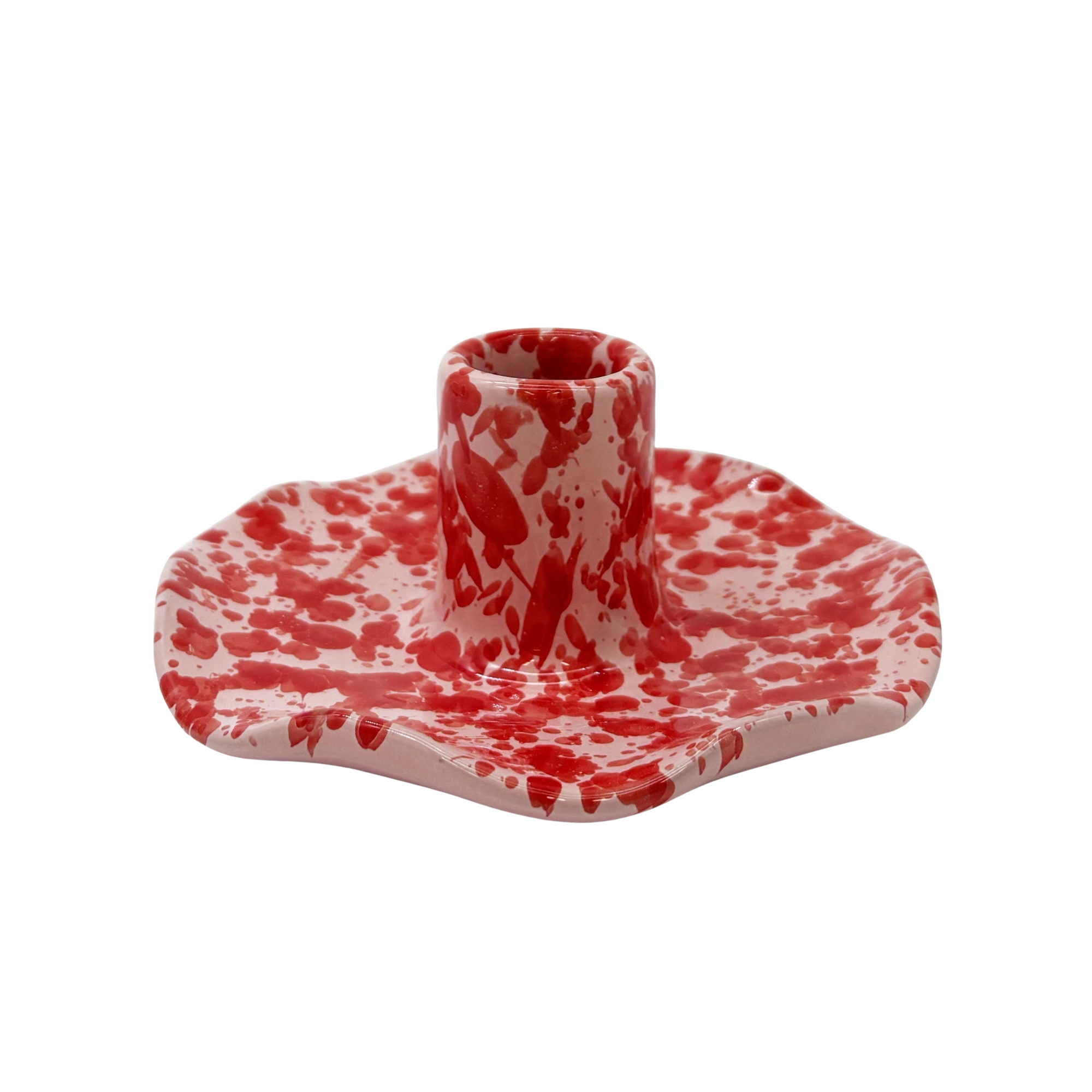 Scalloped Splatterware Candle Holder