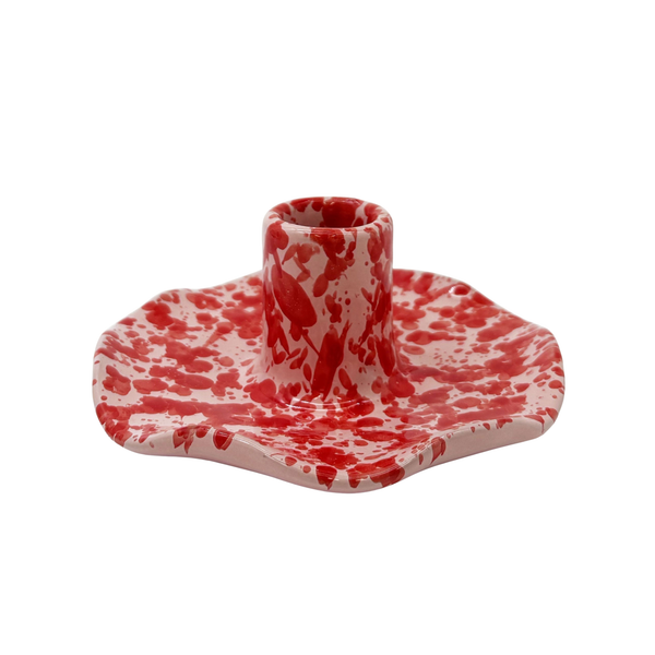 Scalloped Splatterware Candle Holder