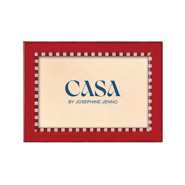 Red And White Striped Marquetry Frame 8 x 10" Wall And Desk