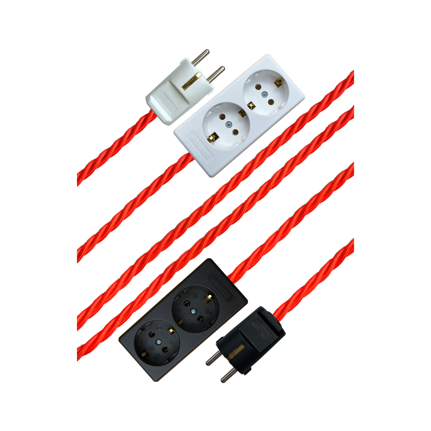 Luminous Coral - Lola's Leads EU Fabric Extension Cable