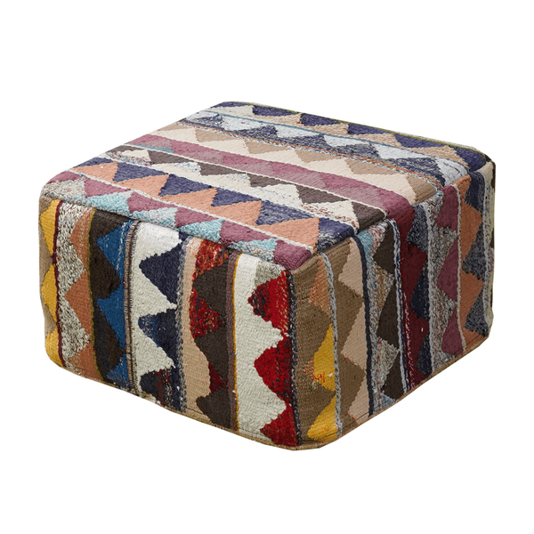 Kilim Pouf · Handcrafted - Multicoloured, 65x65 cm