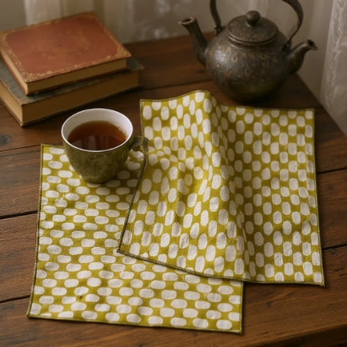 Olive Snug Swirls Kerchief Handkerchief | Block Print