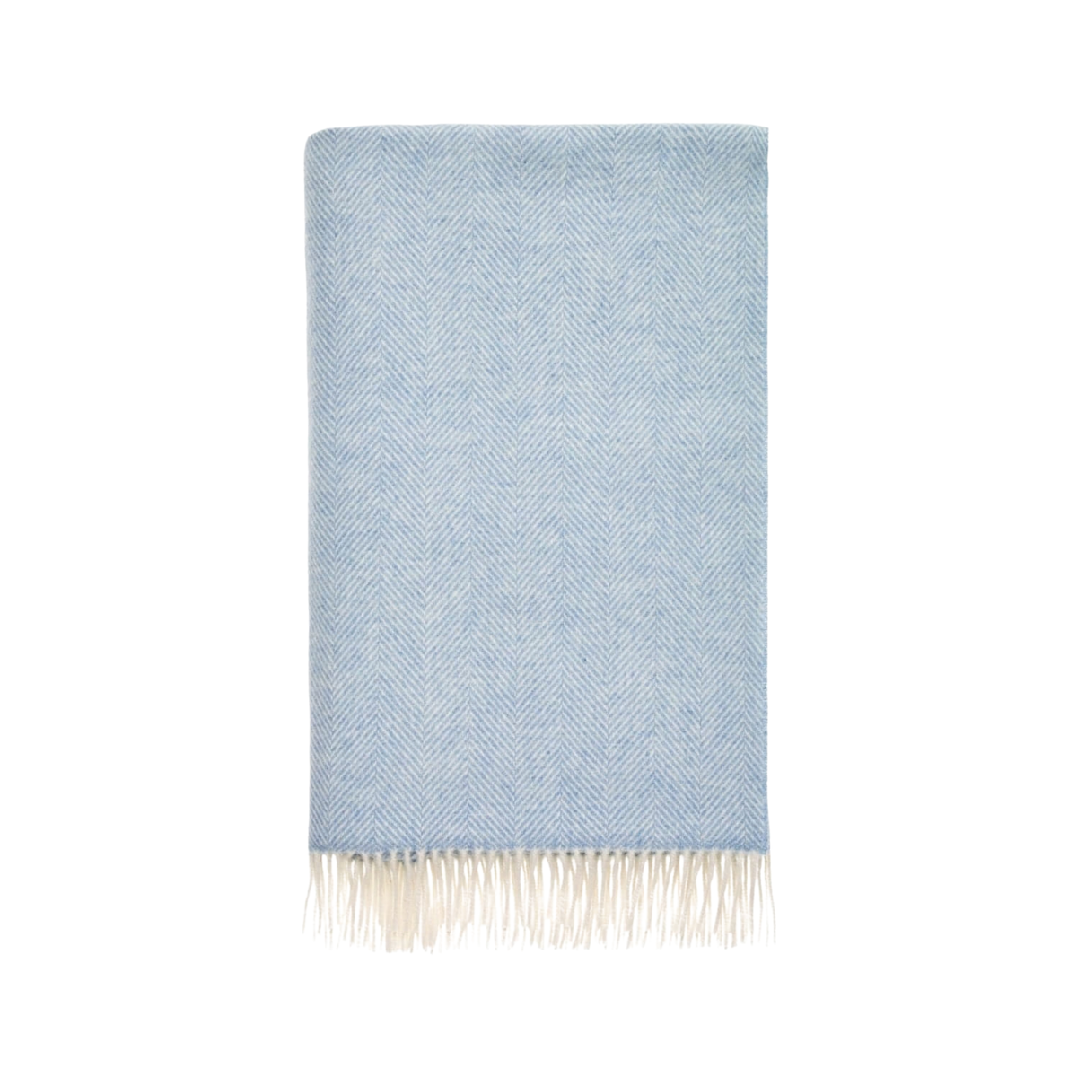 Soft Blue British Merino Wool Throw Blanket
