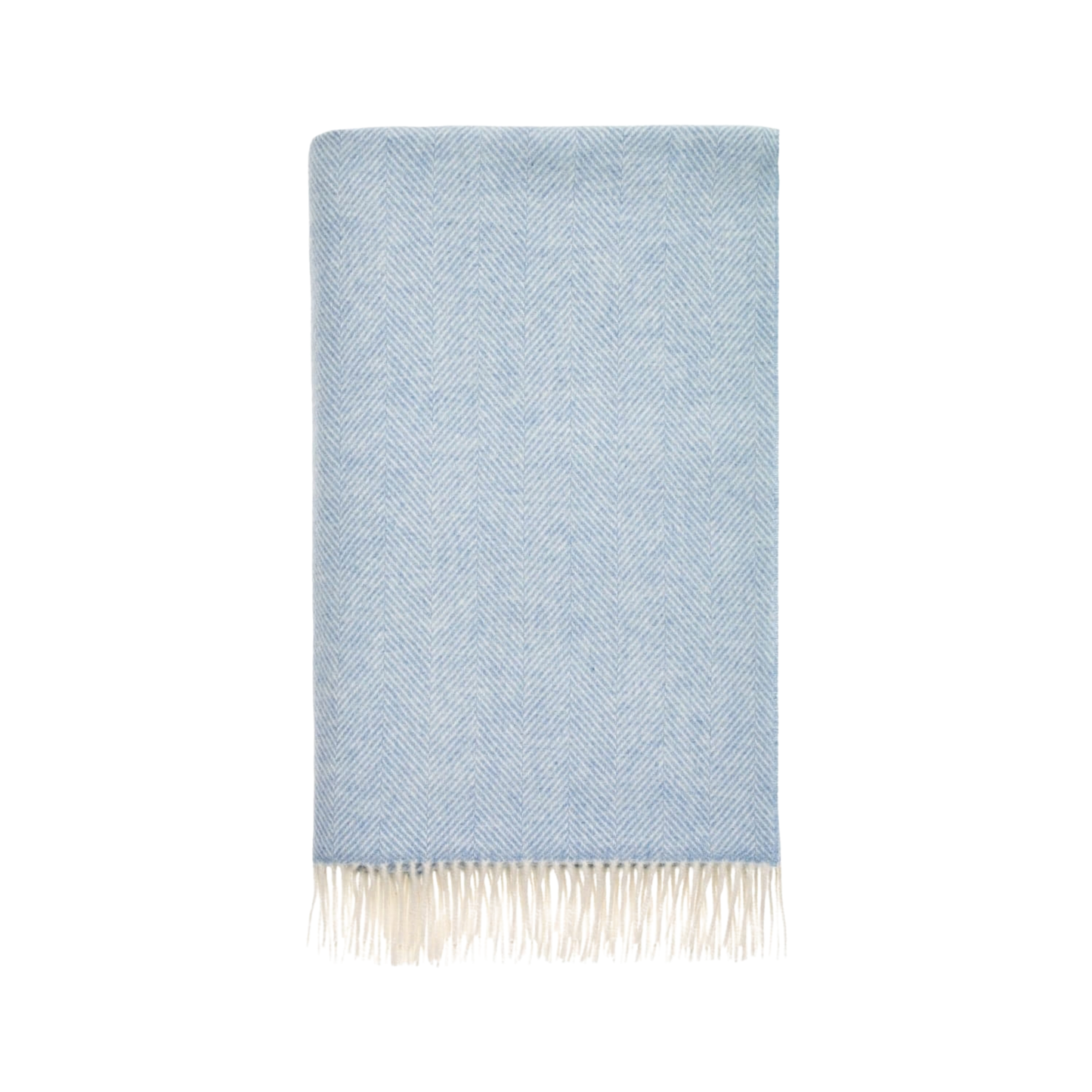 Soft Blue British Merino Wool Throw Blanket