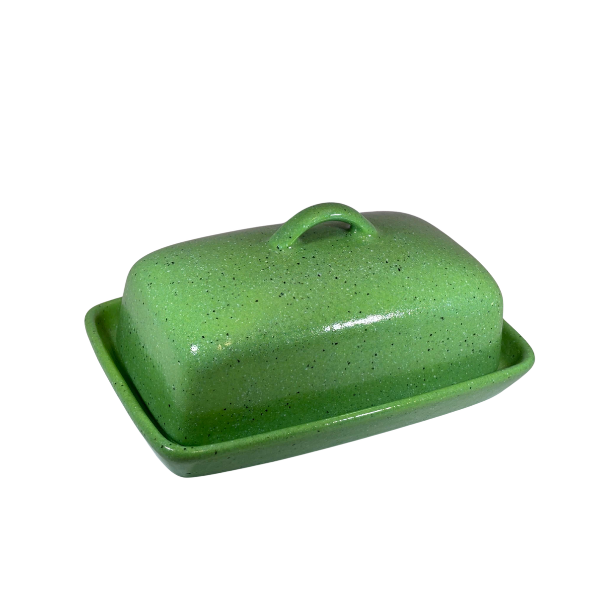 Butter Dish Lime Green Glaze