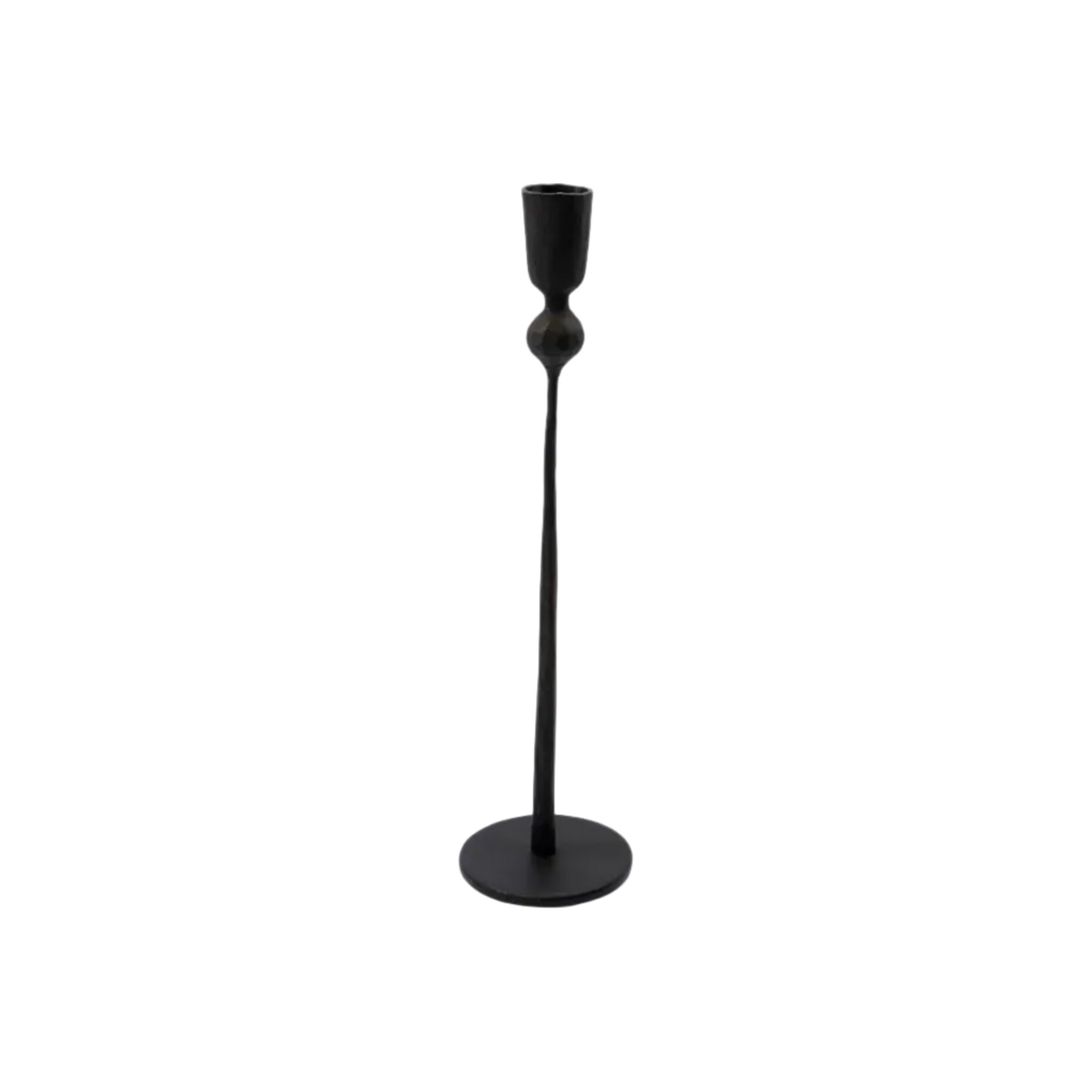Black Roros Iron Candlestick, 29 cm