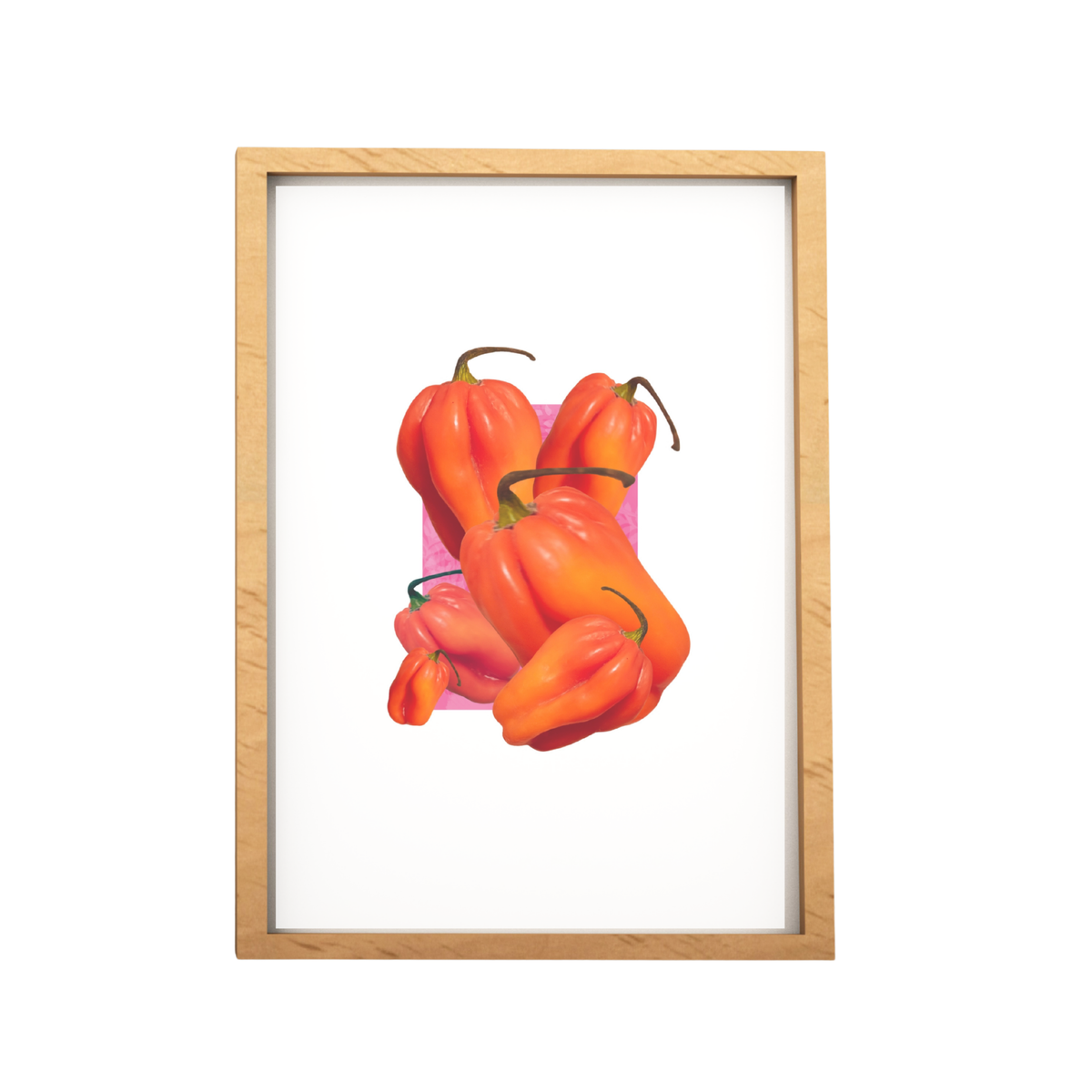 A Scotch Bonnet Vegetable Collage - Pink Sherbet Print