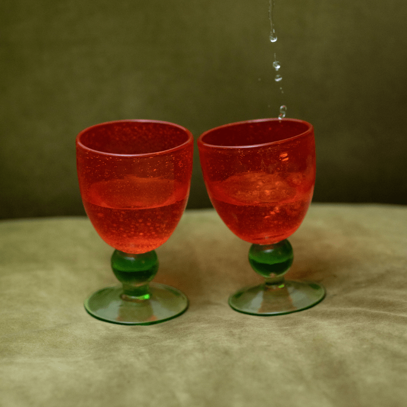 Red and Green Bistro Wine Glass - Set of two