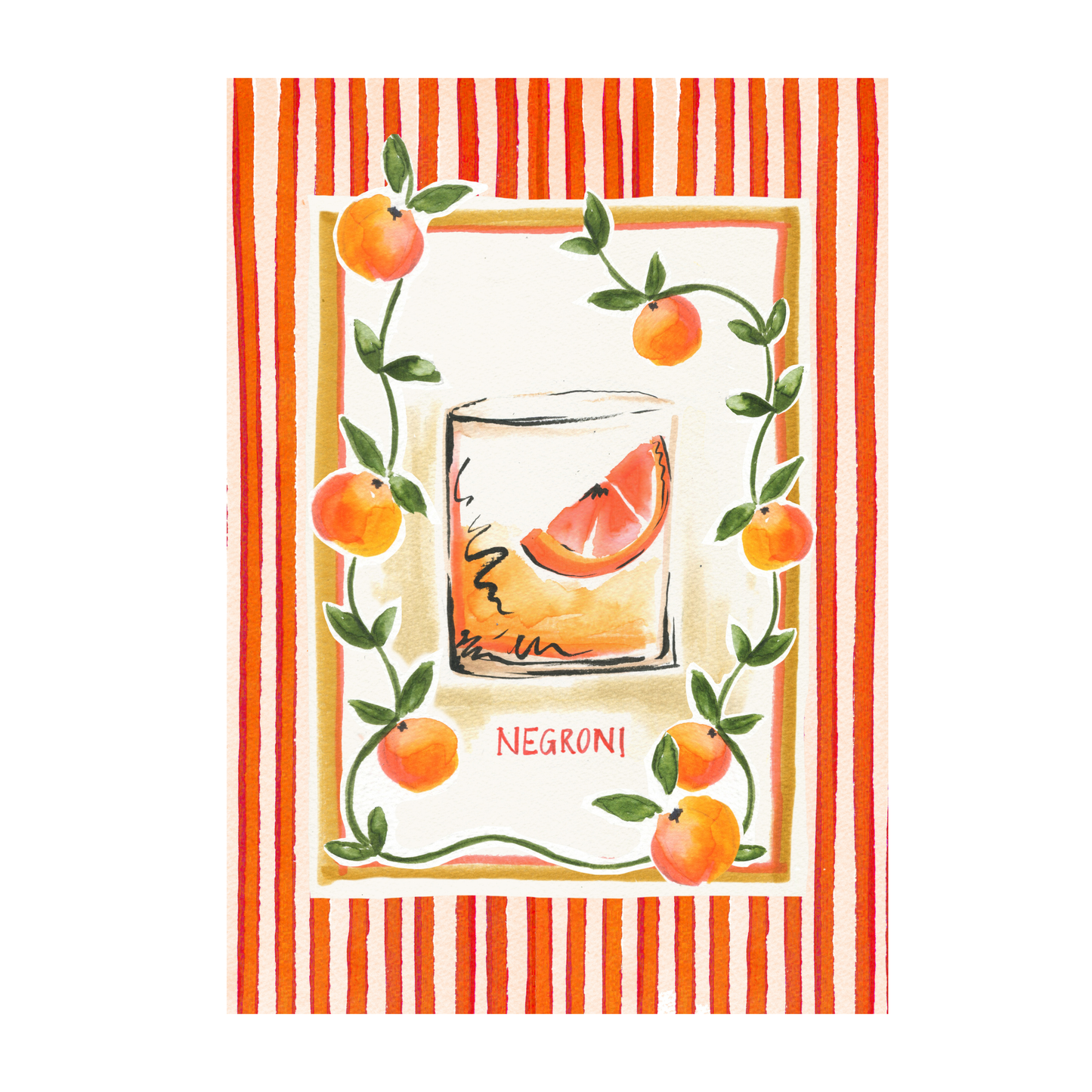 Negroni, Cocktail Art Print.