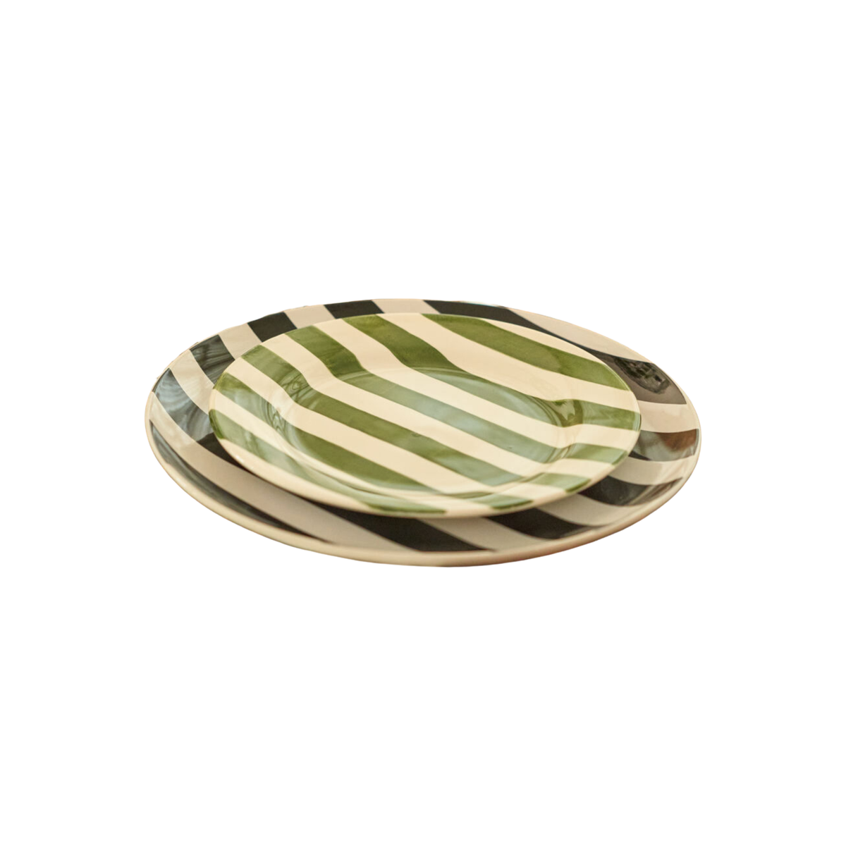 Green Striped Dessert Plate- Between Us
