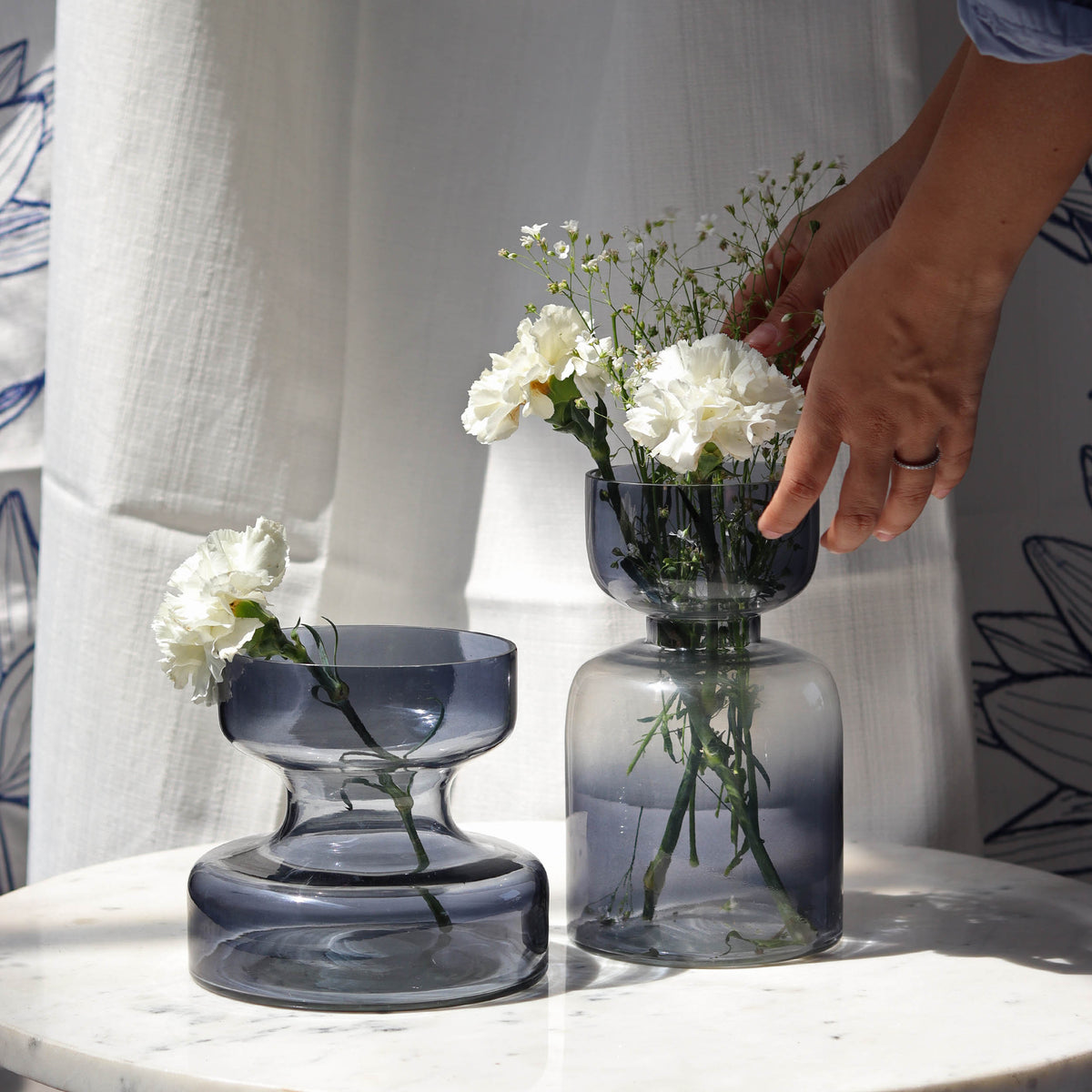 Slate Grey Handblown Glass Vase Tall, 4.72x4.72x7.87 Inch - Casa Amarosa